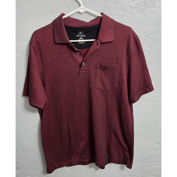 George Men's Dark Red with Black detailed design Polo Shirt Size Medium - Picture 1 of 5